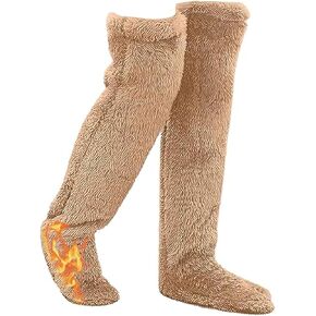 Snuggs Cozy Socks - Snuggle Paws Thigh High Socks,Furry Long Leg Warmers Winter Home Sleeping Socks