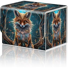 DEGDFSGR for TCG MTG Card Game Storage Box Organizer Trading Card Case Commander Deck Box Magnetic Closure Creative Pattern Up to 200 Cards, Little Dinosaur Black