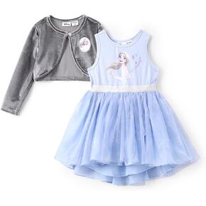 Disney Frozen Elsa Toddler Girl Outfit Cardigan and Tulle Dress Set Girls 2 Piece Skirt Set 2-6Years
