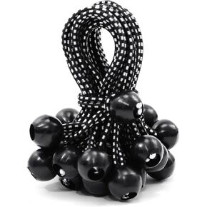 A ANTELOPE 25-Pack Ball Bungee Cord, 8" Heavy Duty Bungee Cord of Canopy Tarp Balls for Camping, Tent, Cargo, Fixed Lines and Hoses, Patio Umbrellas, Awnings (Black & White)