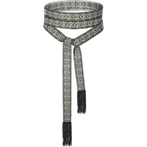 Jiuguva Medieval Women Sash Belt Tassel Waist Belts with Wave Trim Renaissance Dress Tunic Costume Accessory