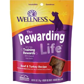 Wellness Rewarding Life Grain-Free Soft Dog Treats (Previously Wellbites), Made in USA with Natural Ingredients, Ideal for Training (Chicken & Lamb Recipe, 6-Ounce Bag)