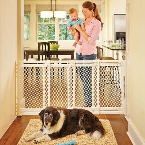 North States MyPet Extra Wide Pet Gate: Smoothly Opens in Extra Wide Spaces. Fits 22" - 62" Wide. Hardware Mount. Made in USA. 31" Tall, Ivory