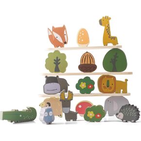 bopoobo ألعاب التراص الخشبية للأطفال الصغار الحيوانات التراص كتل التوازن لعبة ما قبل المدرسة مونتيسوري ألعاب تعليمية للأطفال بنين بنات هدايا in Kuwait