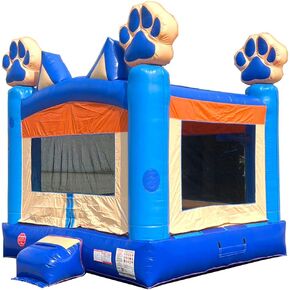 Pogo Bounce House Crossover Inflatable Bounce, Rainbow Building Blocks, 13 x 12 x 14.5 Foot, Outdoor Playhouse for Kids Outdoor Commercial Castle with Basketball Hoop, Blower, Stakes, & Storage Bag