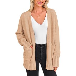 PRETTYGARDEN Women's 2024 Fall Fashion Knit Cardigan Sweaters Long Sleeve V Neck Open Front Winter Sweater Jacket with Scarf
