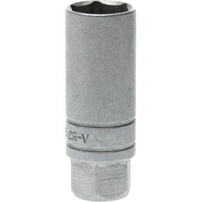 Teng Tools 18mm 3/8 Inch Drive 6 Point Spark Plug Socket with Rubber Insert - M380042-C, Silver