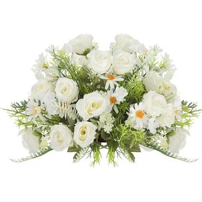 Artificial Flowers Fake Rose Bouquet 3 Pack Artificial Flowers Bouquet Plastic Flower Arrangements Wedding Decoration Table Centerpieces(Purple)