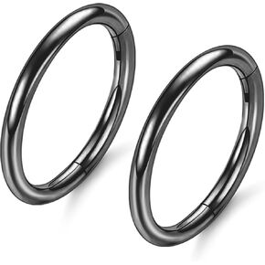 ONESING 2 PCS Nose Rings Hoops 14G 16G 18G 20G Surgical Steel Septum Rings Cartilage Tragus Round Hinged Nose Rings Piercing Jewelry for Women Men 6-12mm