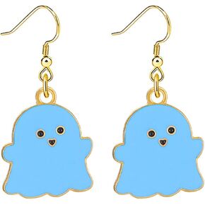Happy Ghost Halloween Earrings for Women Cute Black White Ghost Earrings Funny Kawaii Ghosts Jewelry