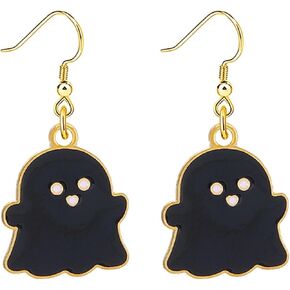 Happy Ghost Halloween Earrings for Women Cute Black White Ghost Earrings Funny Kawaii Ghosts Jewelry