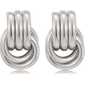 Gold Chunky Knot Earrings for Women,Statement Geometic Fashion Drop Earrings Minimalist Trendy Dangle Earrings Jewelry Gifts