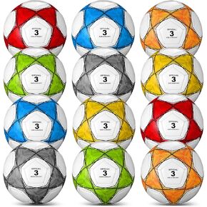 Deekin 12 Pcs Soccer Balls with Pump Official Size Deflated Soccer Ball Bulk Machine Stitched Outside Sport Ball for Teen Youth Adult Training Practice Game Back to School
