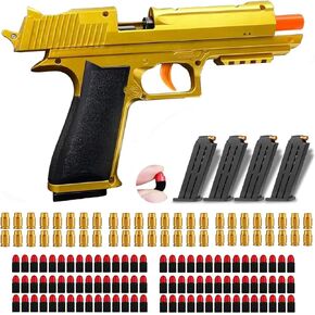 Soft Bullet Toy Gun with Ejecting Shells – Safe EVA Foam Bullets Toy Pistol, Educational Toy Gun for Kids, Boys, Gifts, Outdoor Play, Role Play, Easy to Use and Fun Shooting Experience-Gold