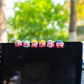 BNTR Kirby Car Accessory Decoration Ornaments 6-Pack Stocking Stuffers Pink Kirby Cute Creative Cartoon Car Dashboard House Home Office Decoration Nice Gift