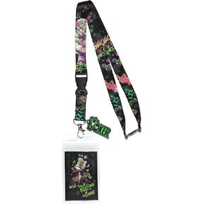DC Comics Batman The Joker Clown Prince of Crime Lanyard ID Badge Holder with Rubber Charm and Lobster Clasp