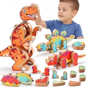 Dinosaur Toys for 3 4 5+ Year Old Boys, Dinosaur Building Blocks Set Kids STEM Take Apart Toys Educational Learning Toys Ideal Party Favors Christmas Birthday Gifts for 3-8 Years Old Kids Boys Girls