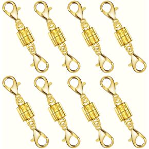 925 Silver Double Lobster Magnetic Necklace Clasps，Magnetic Necklace Clasps and Closures for Bracelet Necklace Extender (2pcs Silver)