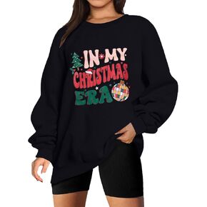 BANGELY Christmas Sweatshirts Women Oversized In My Christmas Era Sweatshirt Christmas Vacation Shirt Xmas Pullover Tops