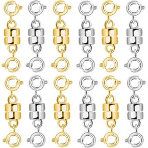 Double Magnetic Necklace Clasp, 12PCS Strong Magnetic Clasps for Necklaces, Gold and Silver Magnetic Necklace Clasps and Closures, Magnetic Jewelry Clasps for Necklaces Bracelet Anklet Jewelry Making