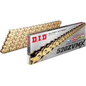 DID X-ring chain 520 ZVMX Chain 120 Links (Gold), Open, with Rivet Link