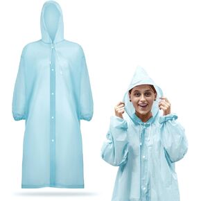 Rain Ponchos for Adults with Hood and Drawstring Thicken Rain Coat Waterproof Reusable Poncho Raincoat for Women Men
