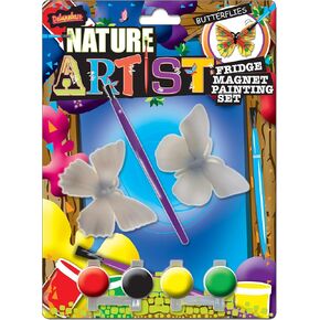 Nature Artist Butterfly - Fridge Magnet Painting Set. Colorful Arts and Crafts for Kids. These Paint Your Own Educational Toys are Ideal Butterfly Party Favors and Party Bag Toys for Boys & Girls