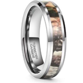6mm 8mm Camo Wedding Bands for Men Women Hunting Tungsten Carbide Rings Comfort Fit Size 5-13