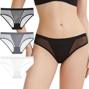 ملابس داخلية بيكيني نسائية مثيرة، سراويل داخلية شبكية ناعمة قابلة للتنفس للنساء، عبوة من 3 مقاسات S-2XL in Kuwait
