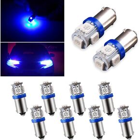 10 PCS Car LED Indicator Light, 12V BA9S-5SMD-5050 Vehicle Instrument Light Replacement, Universal 0.94In x 0.35In x 0.47In Automotive Reading Light Accessories for Truck SUV Car (White)