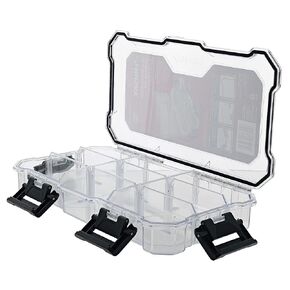 Husky 12 in. 9-Compartment Waterproof Heavy-Duty Storage Bin Small Parts Organizer