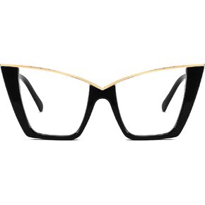 FEISEDY Fashion Cat Eye Blue Light Blocking Glasses for Women Fake Retro Eyeglasses Oversized Stylish Eyewear Frame B0240