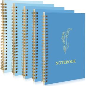 Gueevin 5 Pack Spiral Notebook Aesthetic Notebook A5 College Ruled Notebook160 Pages/ 80 Sheets Notebooks for School Cute Notebook for Work Students School Office Supplies (Sage Green,Classic)