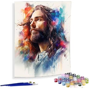 Diymood Paint by Numbers for Adults Jesus, DIY Oil Painting Christ Acrylic Paint by Number Kits for Kids Adults Beginner for Home Wall Decor 16x20 inch