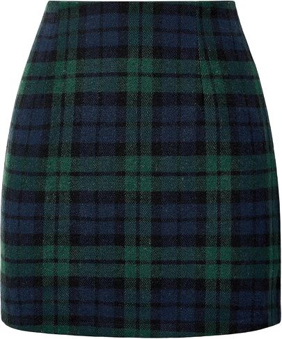 Womens Plaid Skirts High Waist Pencil Skirt Bodycon Mini Skirt Fall Winter Outfits for Women in Saudi Arabia