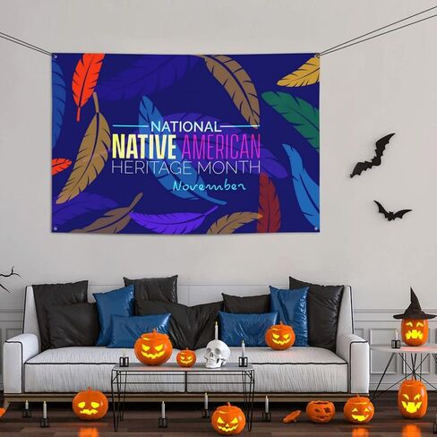 Native American Heritage Month Banner Festive Single Sided Printed Banner for Holiday Party Supplies Home Decoration 47x71in in Saudi Arabia