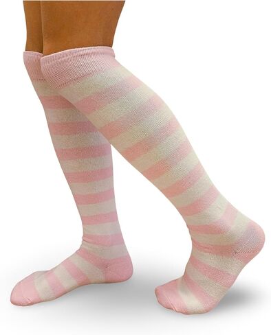 Colourful Baby World Girls' Rainbow Stripe Knee High Stripe Fancy Socks in Saudi Arabia