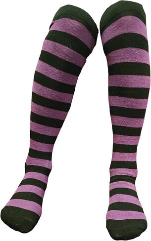 Colourful Baby World Girls' Rainbow Stripe Knee High Stripe Fancy Socks in Saudi Arabia