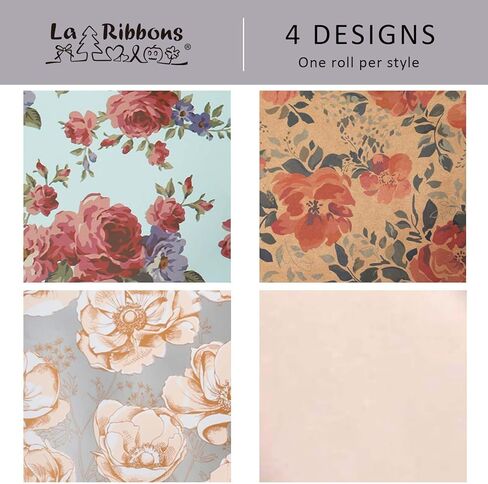 مجموعات ورق تغليف عيد الميلاد القابلة للعكس من LaRibbons، غزال كلاسيكي/أحمر أبيض منقوش/توت مع 2 تشذيب و3 بطاقات هدايا، مثالية لحفلات الموسم، العطلات، 30 بوصة × 10 أقدام (4 لفات، 100 قدم مربع.) in Kuwait