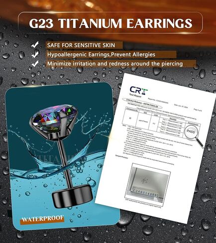 G23 Titanium Threadless Flat Back Earrings-Hypoallergenic 6A Cubic Zirconia Earrings Studs for Men-Trendy 20G Flatback Push Pin Cartilage Earring for Helix Tragus Piercing in Kuwait