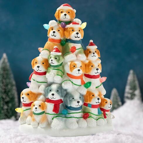 شجرة عيد الميلاد الصغيرة للكلاب من iHeartDogs - تمثال صغير مصنوع يدويًا من الراتنج لشجرة عيد الميلاد لتزيين الكلاب - يساعد على إطعام الكلاب المحتاجة in Kuwait