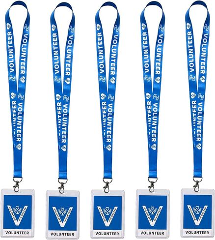 30 Pcs Volunteer Lanyards with ID Badges, Volunteer Identified Pass, Volunteer Badges with Plastic Card, Volunteer Name Tags for Volunteer Activities Events in Saudi Arabia