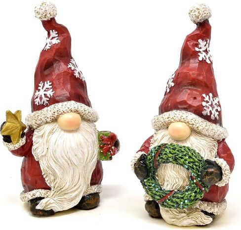 Gift Boutique Christmas Santa Gnomes Table Topper Decor Set of 2 Holiday Characters Figurines Santa Sculpture Table Top Decorative Centerpiece for Home Kitchen Office Desk Party Decorations in Saudi Arabia