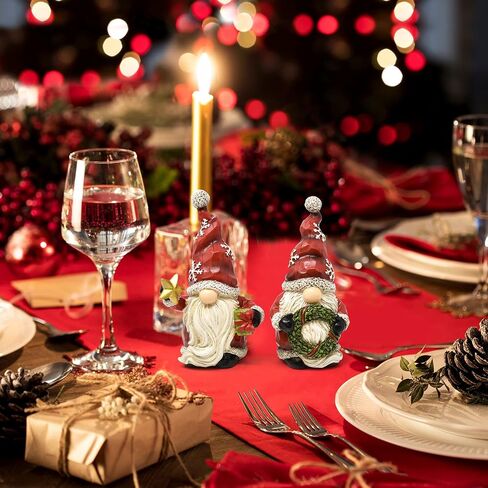 Gift Boutique Christmas Santa Gnomes Table Topper Decor Set of 2 Holiday Characters Figurines Santa Sculpture Table Top Decorative Centerpiece for Home Kitchen Office Desk Party Decorations in Saudi Arabia