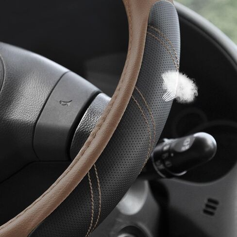 Elantrip غطاء عجلة القيادة جلد 15 1/2-16 بوصة عالمي مبطن قبضة ناعمة قابلة للتنفس لسيارة شاحنة SUV Jeep مضادة للانزلاق أزرق وأسود in Kuwait