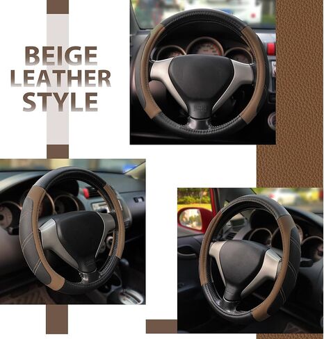 Elantrip غطاء عجلة القيادة جلد 15 1/2-16 بوصة عالمي مبطن قبضة ناعمة قابلة للتنفس لسيارة شاحنة SUV Jeep مضادة للانزلاق أزرق وأسود in Kuwait