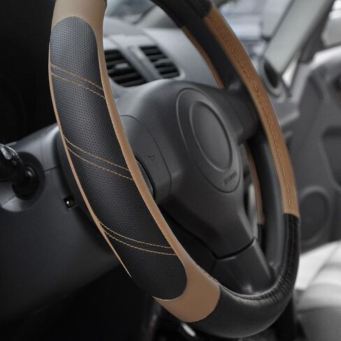 Elantrip غطاء عجلة القيادة جلد 15 1/2-16 بوصة عالمي مبطن قبضة ناعمة قابلة للتنفس لسيارة شاحنة SUV Jeep مضادة للانزلاق أزرق وأسود in Kuwait