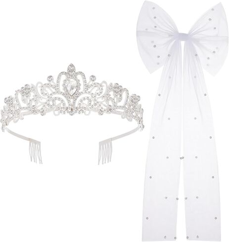 حجاب فيونكة شعر الزفاف وتيجان كريستال، تيجان حجاب زفاف للعزوبية، طرحة زفاف لحفلات العزوبية للعروس in Kuwait