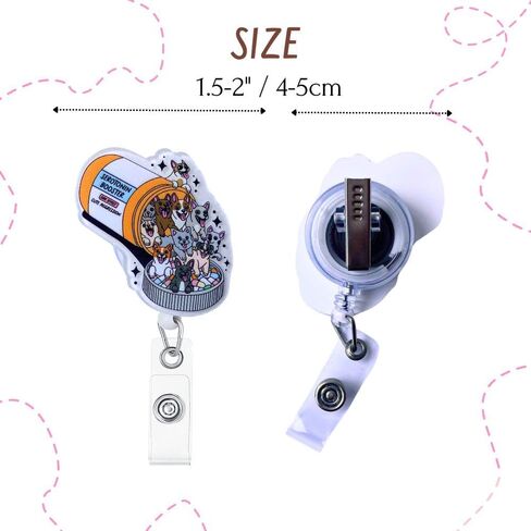 Cat Badge Reel Funny Nurse Cats Mom Lovers Retractable Clip Holder Happy Pills Booster Cute Nursing Vet Tech Technician Veterinary Pharmacy Mental Health RN Medical Worker Office Accessories Gifts in Saudi Arabia