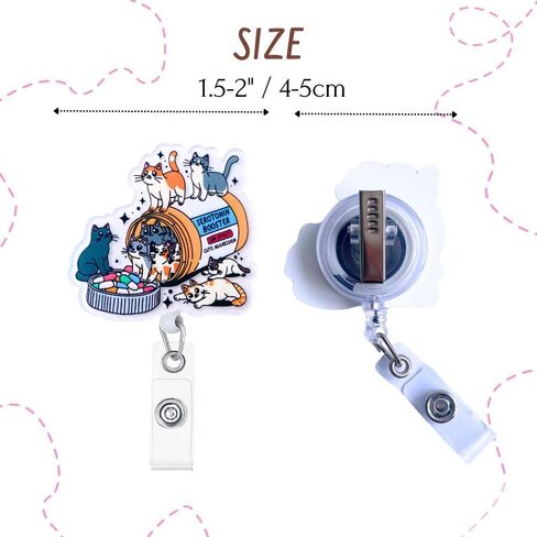 Cat Badge Reel Funny Nurse Cats Mom Lovers Retractable Clip Holder Happy Pills Booster Cute Nursing Vet Tech Technician Veterinary Pharmacy Mental Health RN Medical Worker Office Accessories Gifts in Saudi Arabia